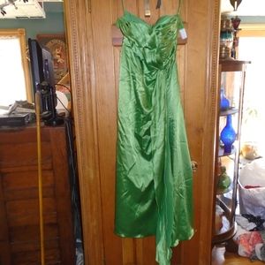 Satin Green Prom gown dress small strapless
